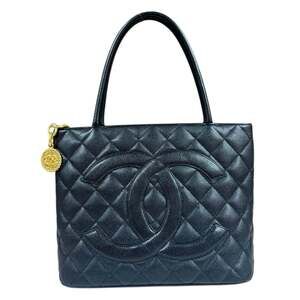 CHANEL Black Caviar Leather Tote Bag